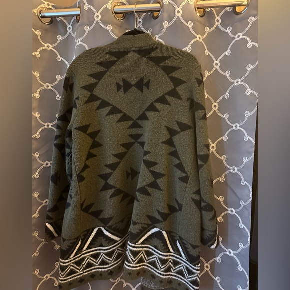 Frye Olive and Black Geometric Cardigan - Picture 4 of 4